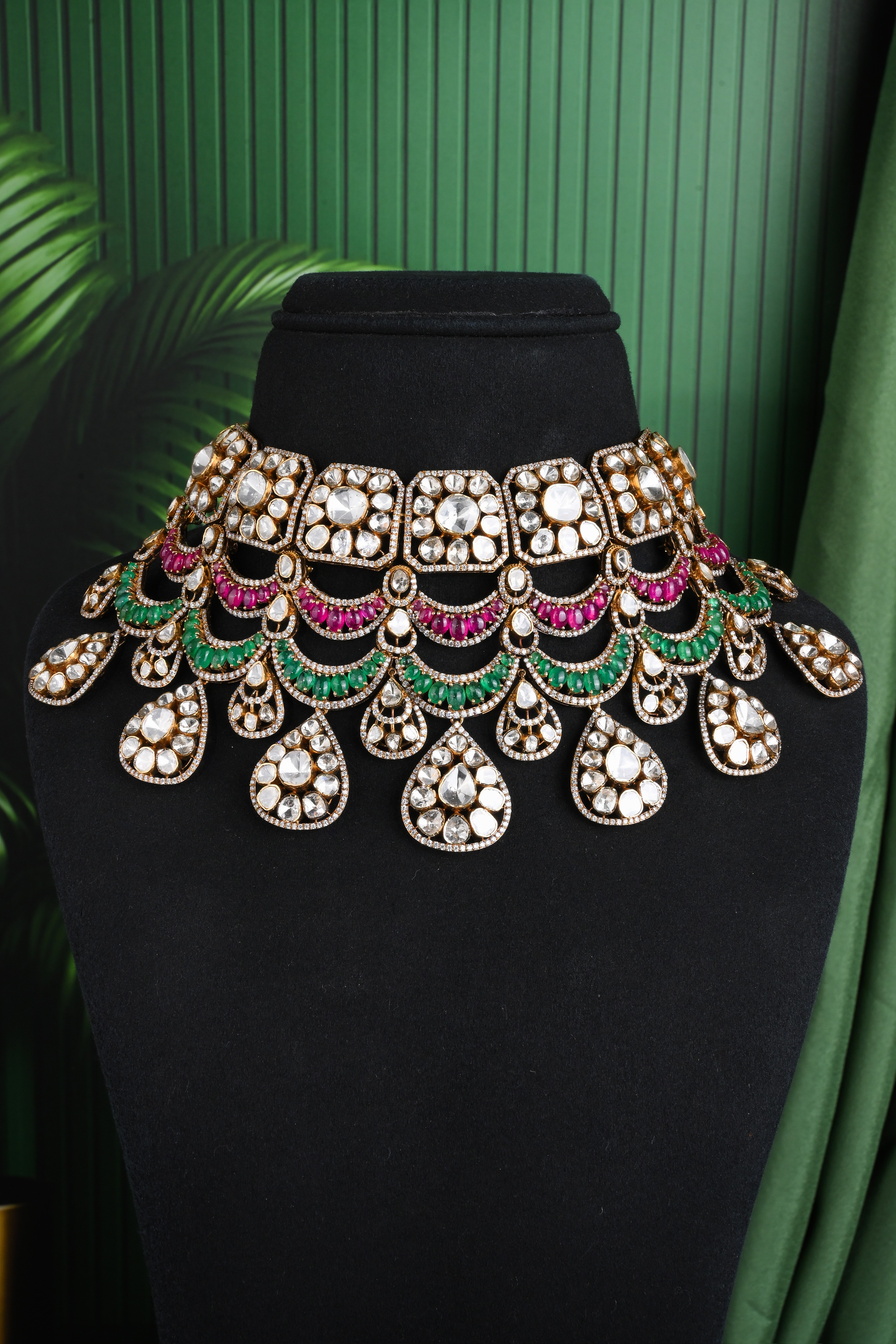 Brinda Gold and Diamonds - Rani Pink Polki Festive Choker